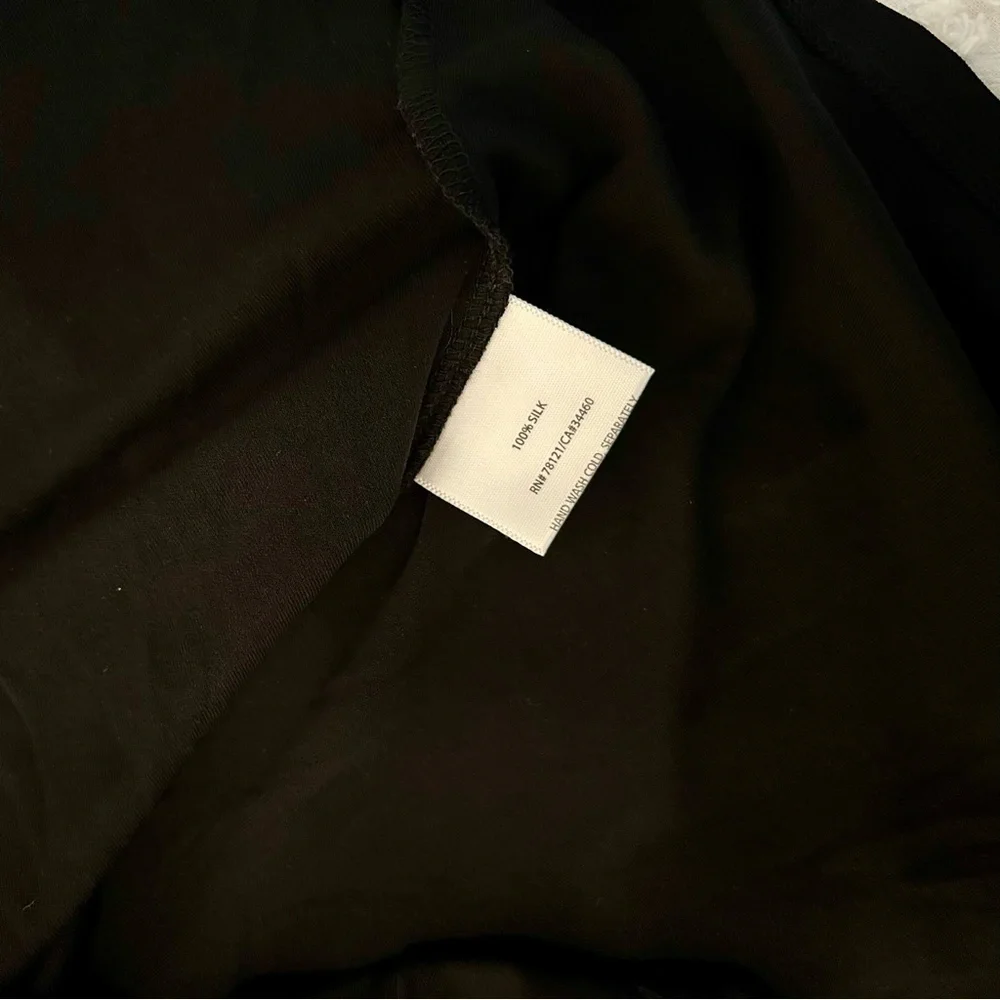 Eileen Fisher Black Long Sleeve Cowl Neck Blouse 100% Silk Sz S